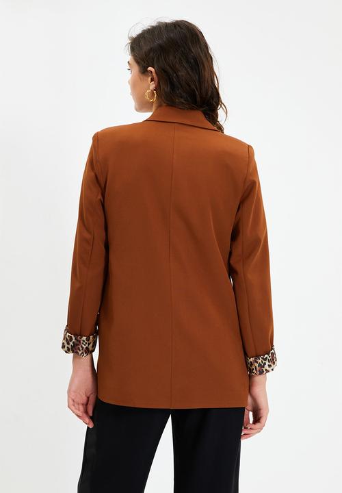 Trendyol - Regular Woven Blazer Jacket with Lining Details - Brown