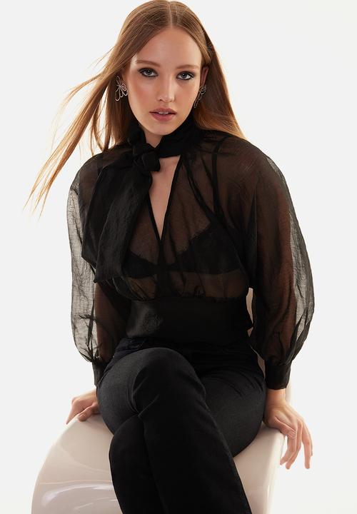 Trendyol - Sheer Look Blouse - Black