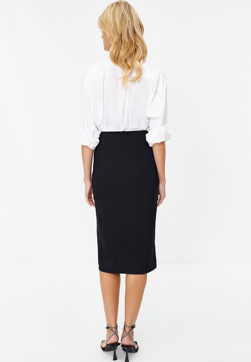 Trendyol - Fitted Woven Shiny Stone Skirt - Black