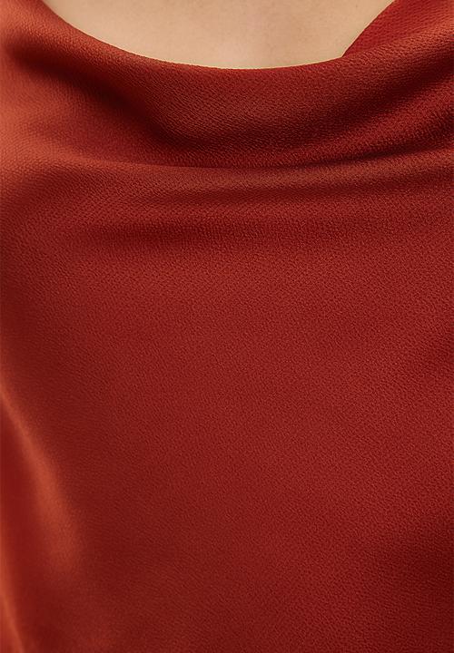 Trendyol - Strap lace collar satin woven blouse - tile