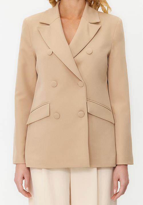 Trendyol - Regular Lined Double-Breasted Woven Blazer Jacket - Light Brown