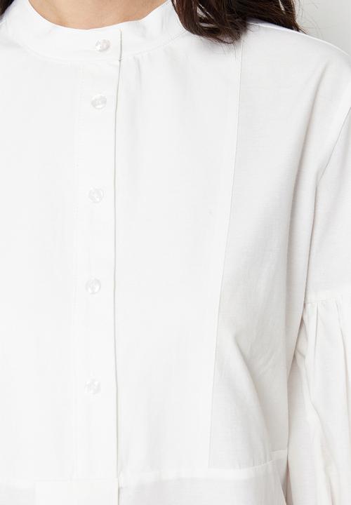 Trendyol - Comfort Fit Cotton Woven Tunic Shirt - Ecru