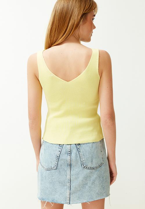Trendyol - Strap V Neck Blouse - Yellow