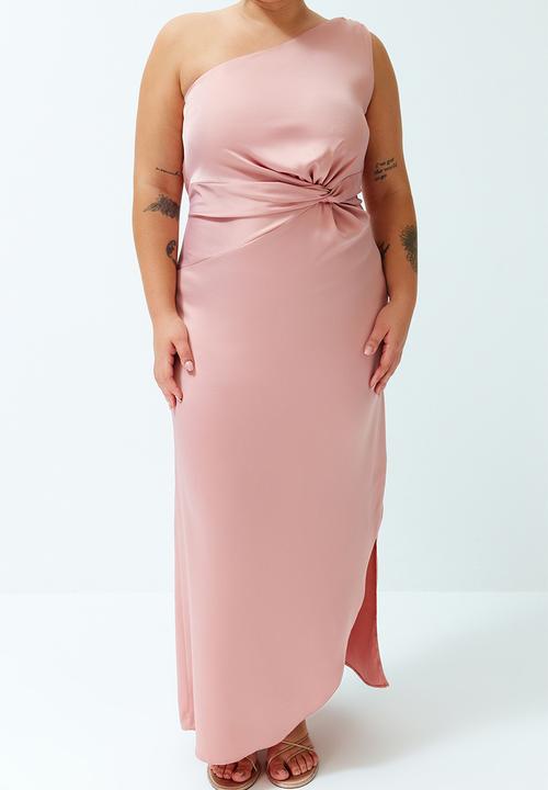 Trendyol - Plus Satin Woven Dress - Pink