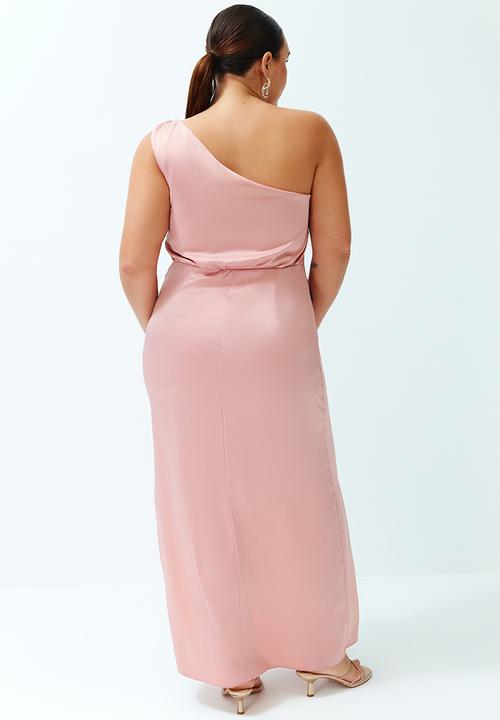 Trendyol - Plus Satin Woven Dress - Pink
