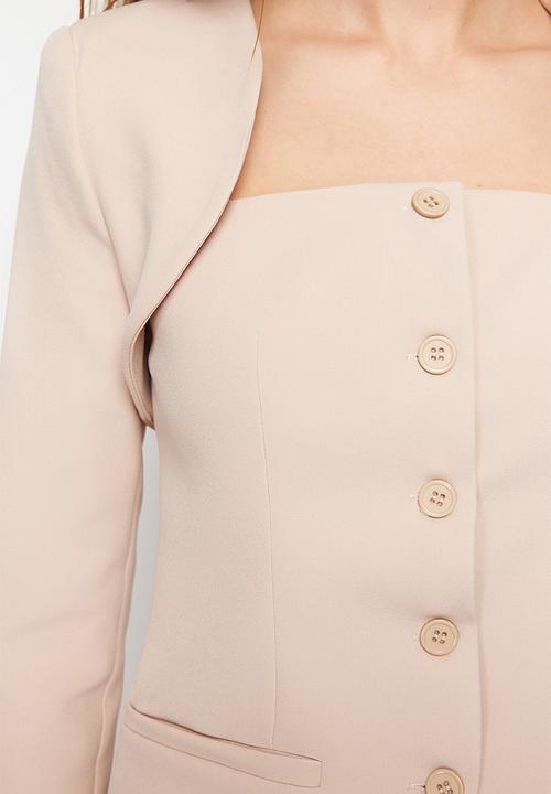 Trendyol - Bolero Detailed Woven Blazer Jacket - Beige