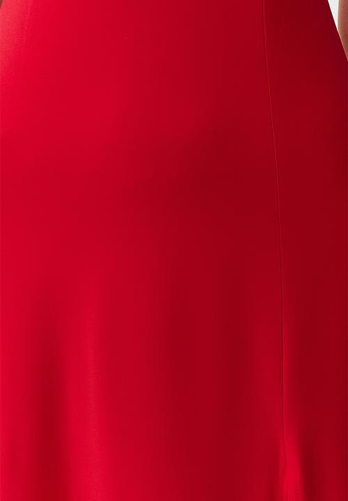 Trendyol - Plain Heart Collar Gathered Strap - Red