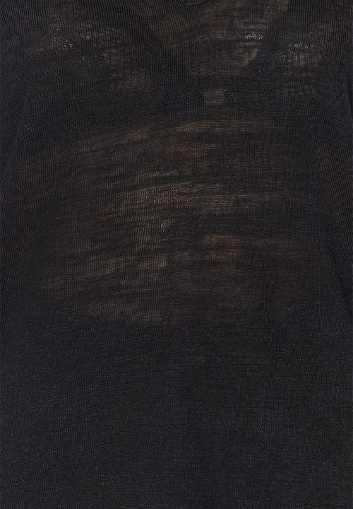 Trendyol - V-neck Linen Look Long Sleeve Regular Fit Knitted Blouse - Black