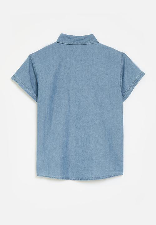 Pop Candy - Denim shirt-light blue
