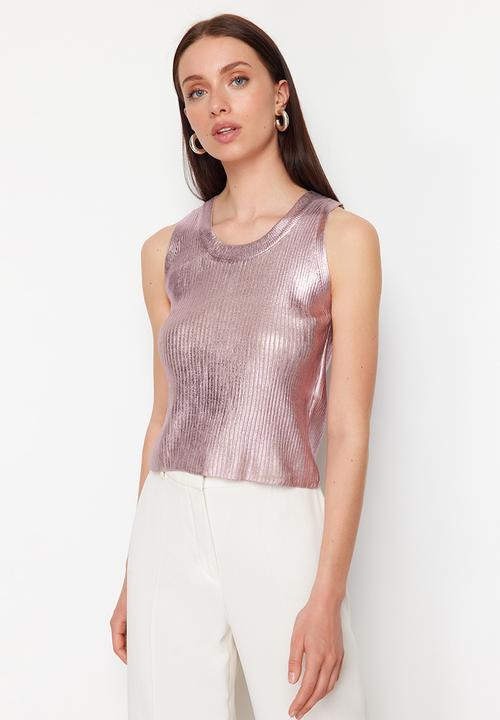 Trendyol - Leaf Knitwear Blouse - Pale Pink