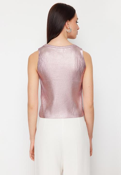 Trendyol - Leaf Knitwear Blouse - Pale Pink