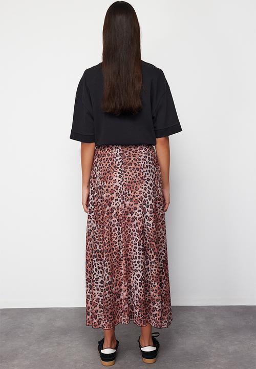 Trendyol - Leopard Patterned Woven Skirt - Brown