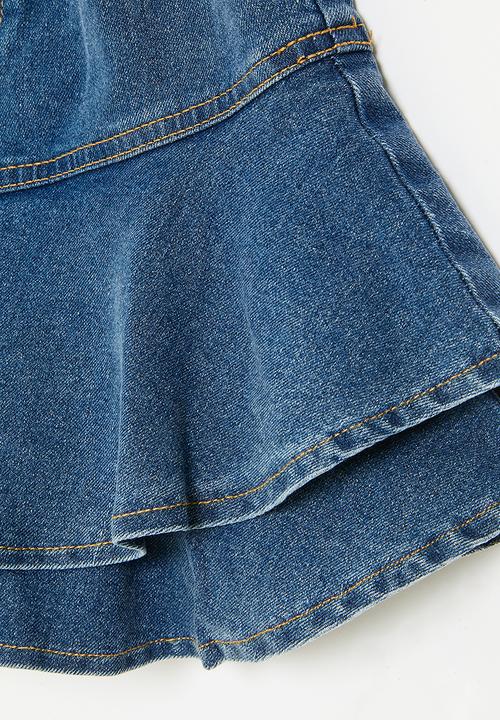 Pop Candy - Tiered denim skirt - blue