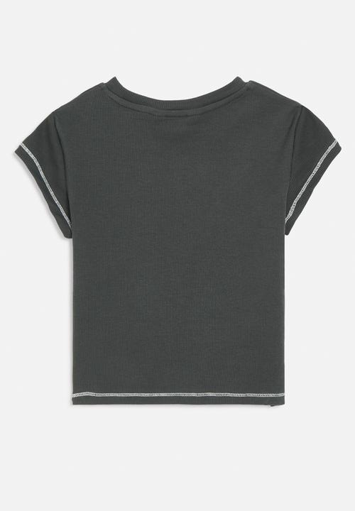 H&M - Ribbed T-shirt - dark grey