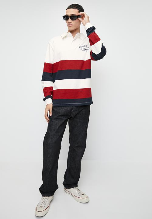 STYLE REPUBLIC - Rugby stripe collar sweat top - multi