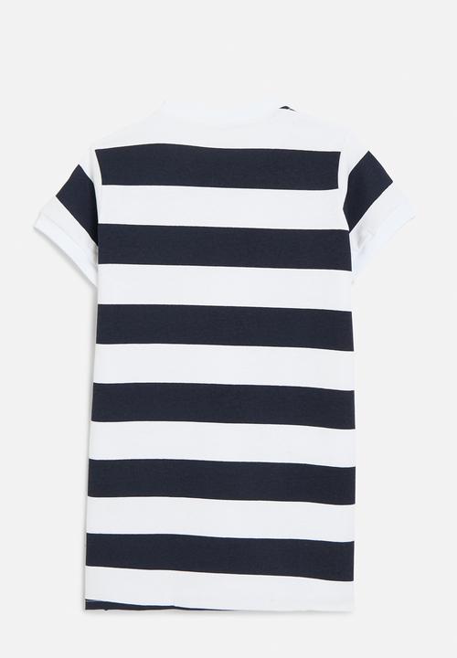 Pop Candy - T-shirt dress - navy & white stripe