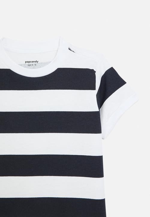 Pop Candy - T-shirt dress - navy & white stripe