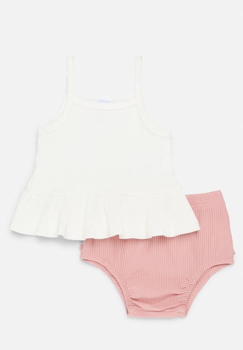 Pop Candy - Cami vest and bloomer vest - pink & white