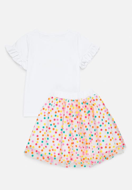 Pop Candy - Printed tee & tulle skirt set - pink & white