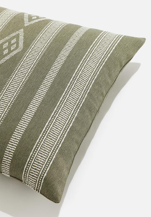 H&M - Patterned cushion cover - khaki green striped