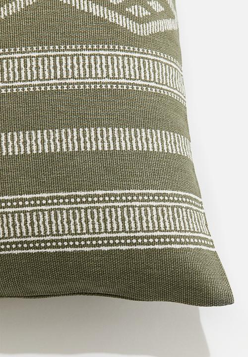 H&M - Patterned cushion cover - khaki green striped
