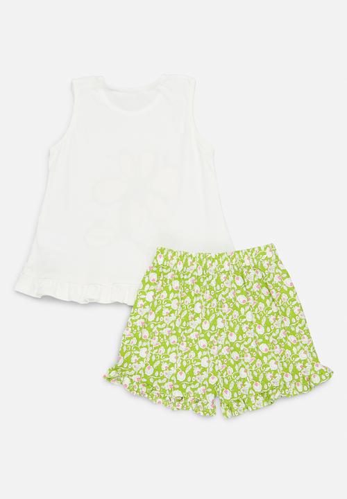Pop Candy - Printed top and bottom set - green & white