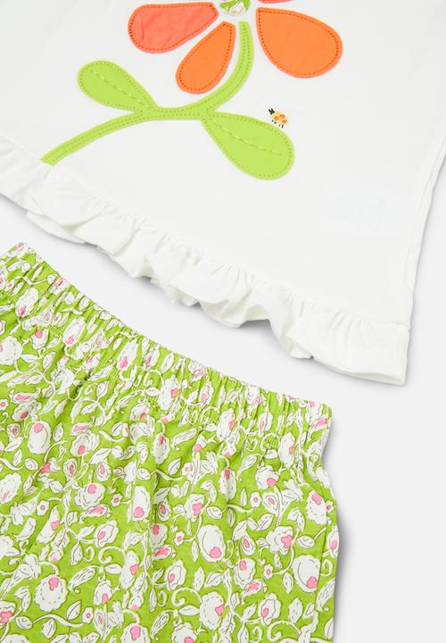 Pop Candy - Printed top and bottom set - green & white