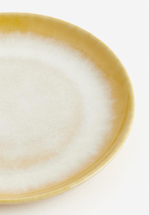 H&M - Stoneware side plate - yellow white