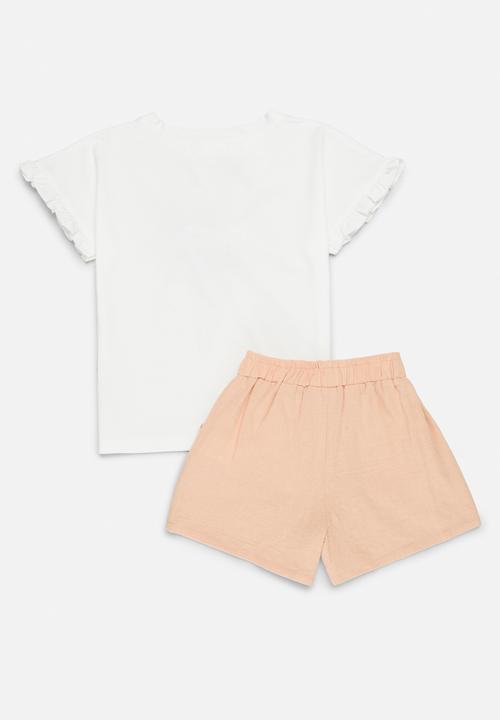 Pop Candy - Tee and short set - pink & white