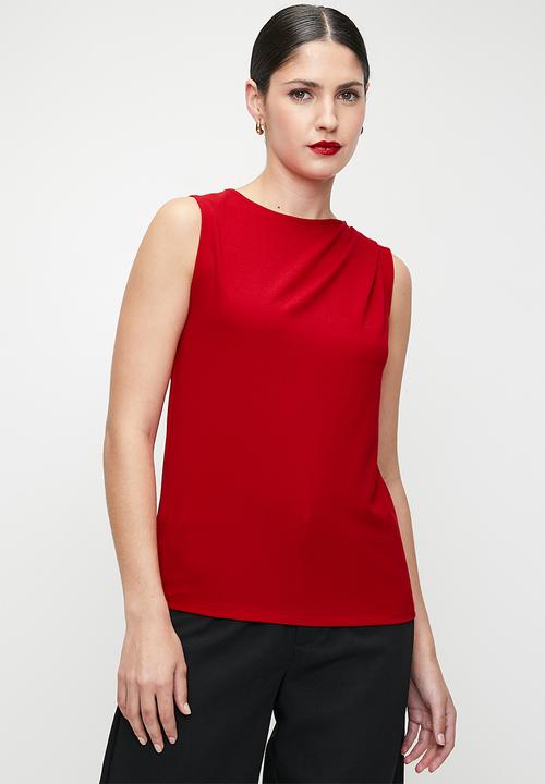 edit - Pleated built up vest - red