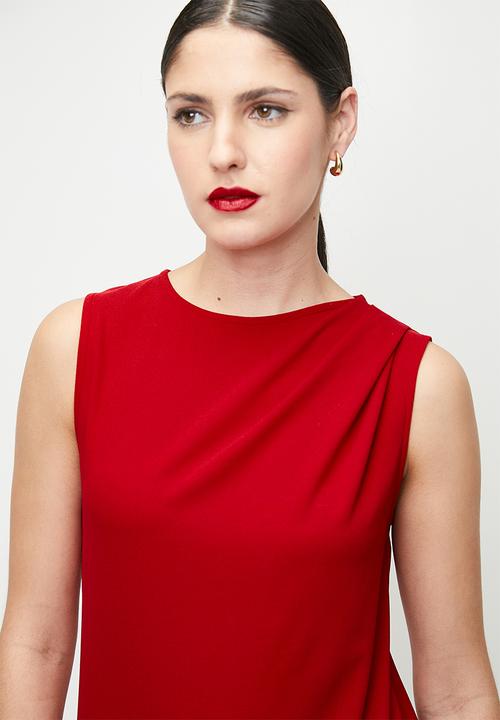 edit - Pleated built up vest - red