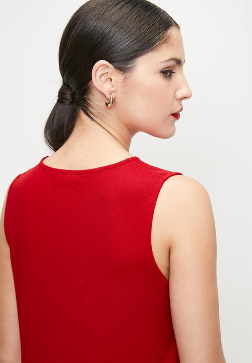 edit - Pleated built up vest - red