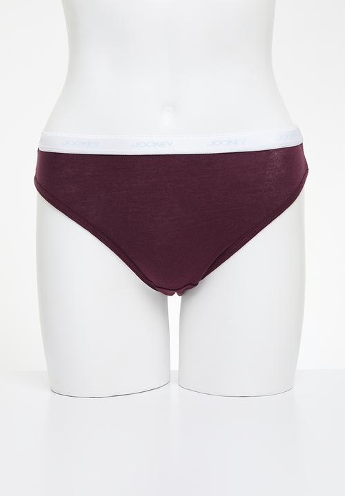 Jockey - 3 Pack plain french cut - Taupe/Marshmellow/Dark Cherry