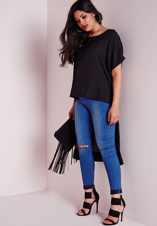 Missguided - Plus size drop hem chiffon top 
