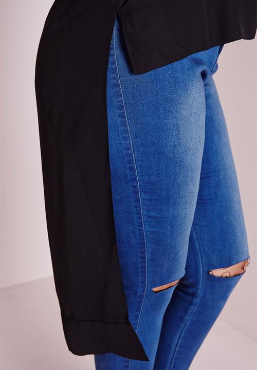Missguided - Plus size drop hem chiffon top 