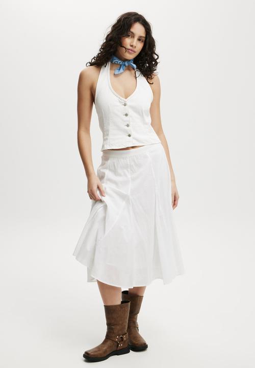 Cotton On - Harley Denim Halter Vest - Vintage White