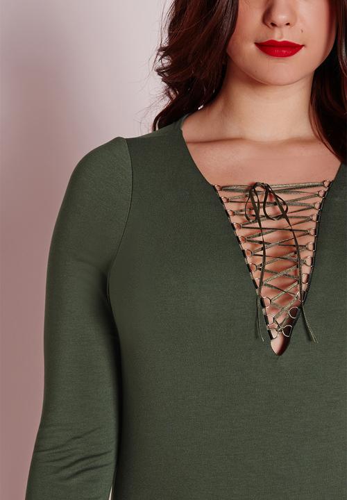 Missguided - Plus size lace-up bodysuit