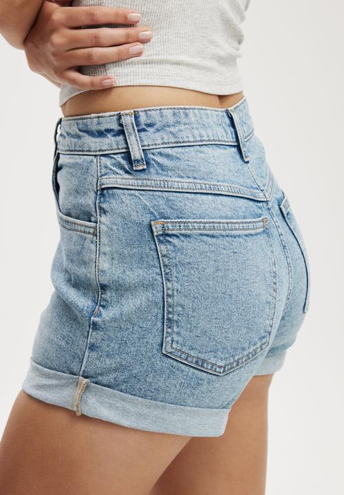 Cotton On - High Rise Classic Stretch Denim Short - Bells Blue