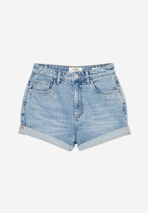 Cotton On - High Rise Classic Stretch Denim Short - Bells Blue