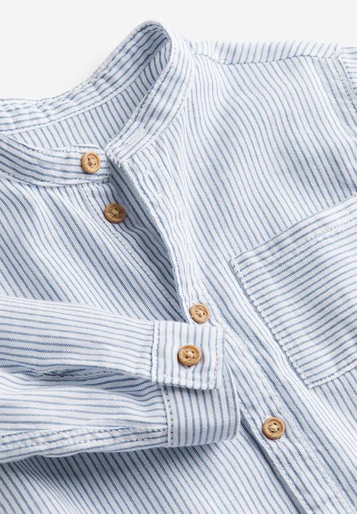 H&M - Grandad cotton shirt - white,blue