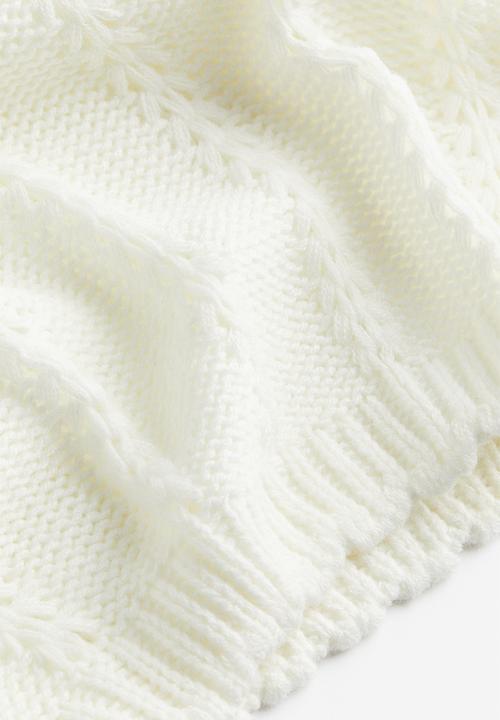H&M - Textured-knit puff-sleeved top - cream