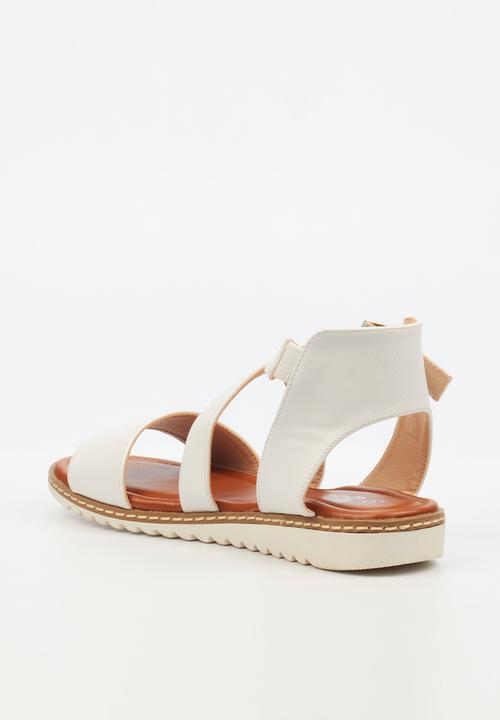 Butterfly Feet - Walnut 4 ankle strap - white