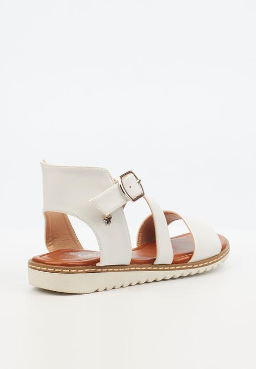 Butterfly Feet - Walnut 4 ankle strap - white