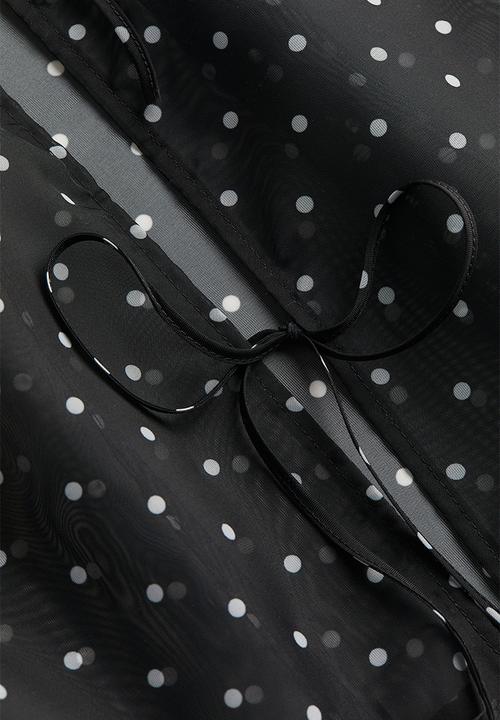 H&M - Open-back organza vest top - black & spotted