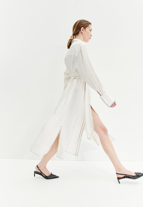 H&M - Tie-belt shirt dress - cream