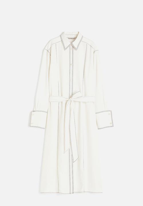 H&M - Tie-belt shirt dress - cream