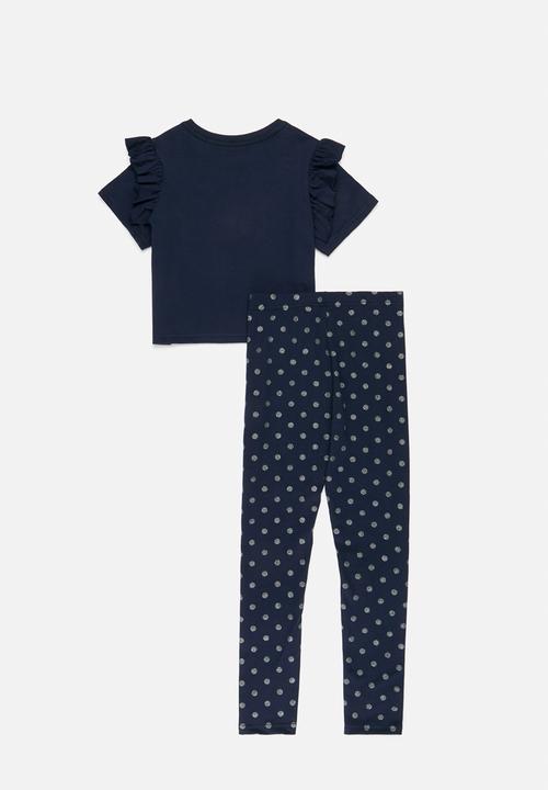 Pop Candy - Frill tee & legging set - navy 