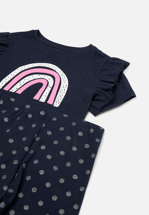 Pop Candy - Frill tee & legging set - navy 