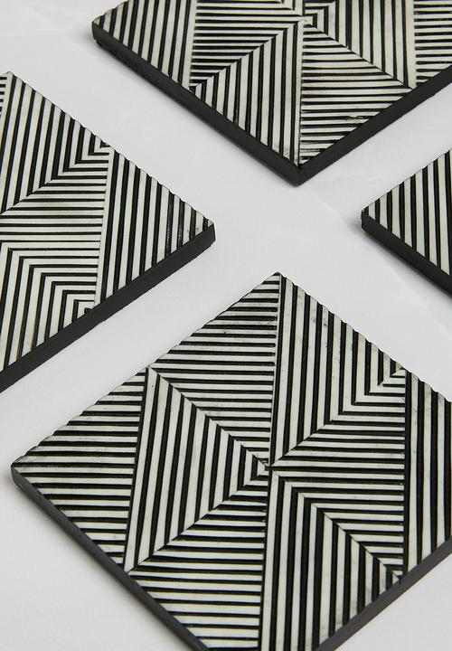 Sixth Floor - Lines Coaster set of 4 - Black & White