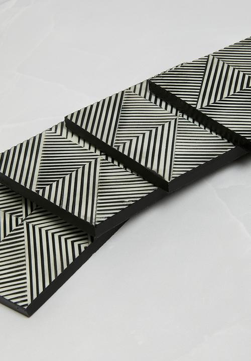 Sixth Floor - Lines Coaster set of 4 - Black & White
